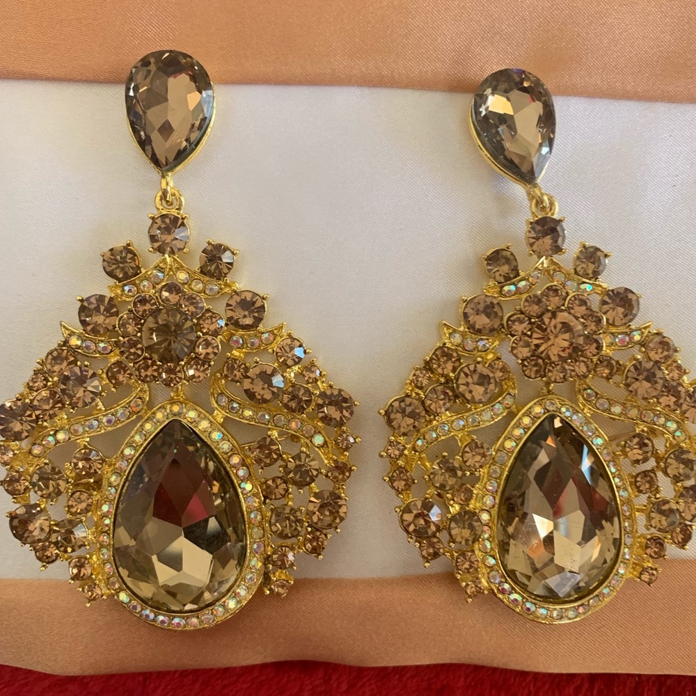 Golden Topaz Swarovski Crystal Pageant earrings